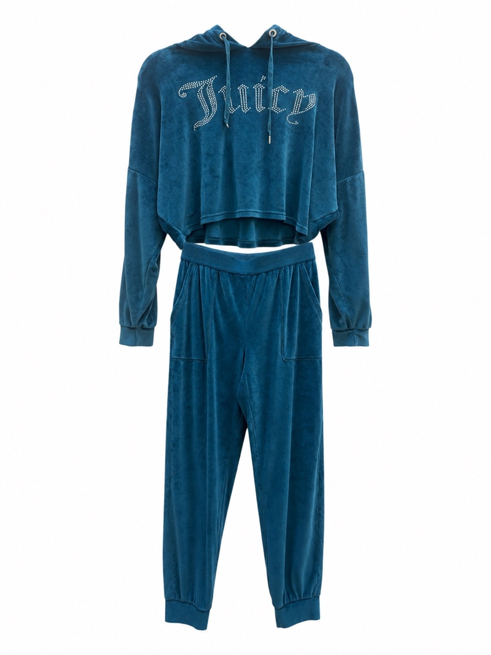 ✨ Juicy Couture Teal Velour Rhinestone Lounge Set ✨ Size Medium hoodie & joggers